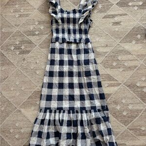 Sea New York Navy and Cream Gingham Midi Dress